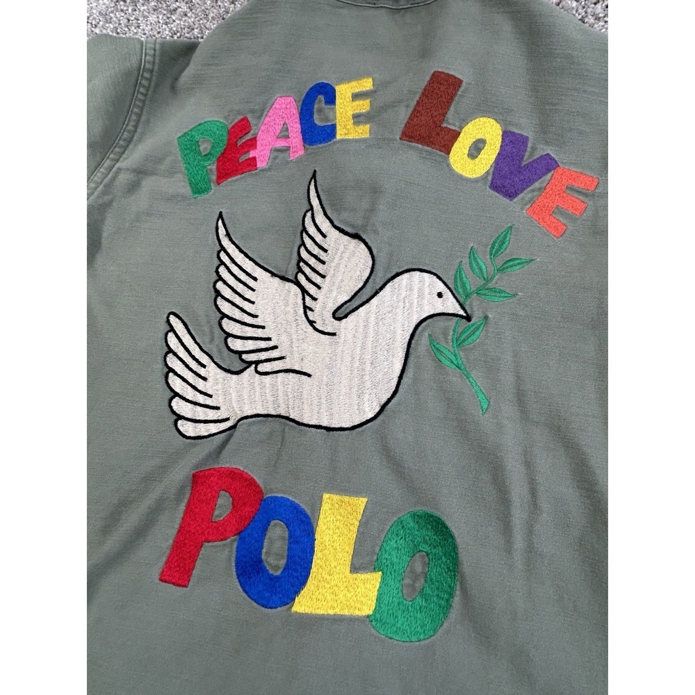 Polo Ralph Lauren Classic Fit Peace Love Polo‎ Patch Embroidered Cotton Sz XS
